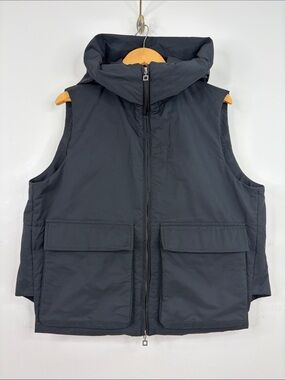 Sarah Pacini Puffer Vest Womens 2 Medium Black Hooded Utility Sleeveless Jacket